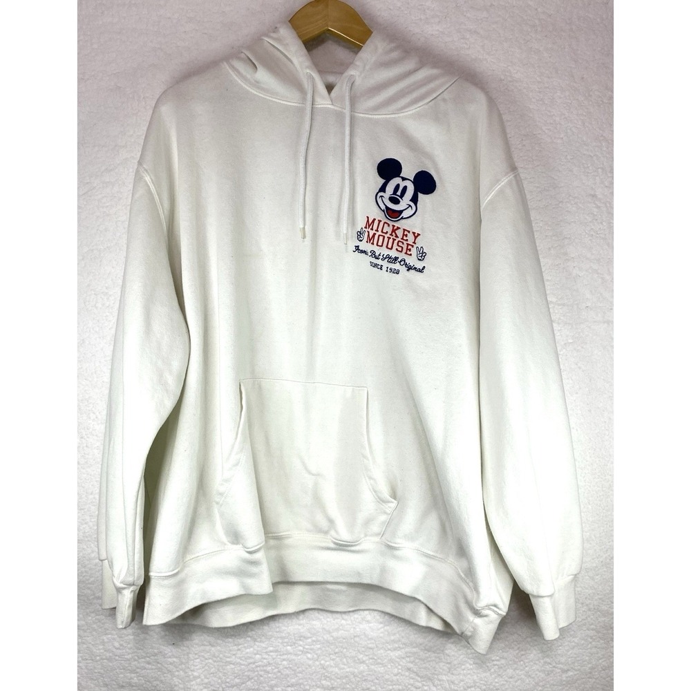 Disney Mickey Mouse White Graphic Pullover Hoodie Sweatshirt Plus Size 3X Retro